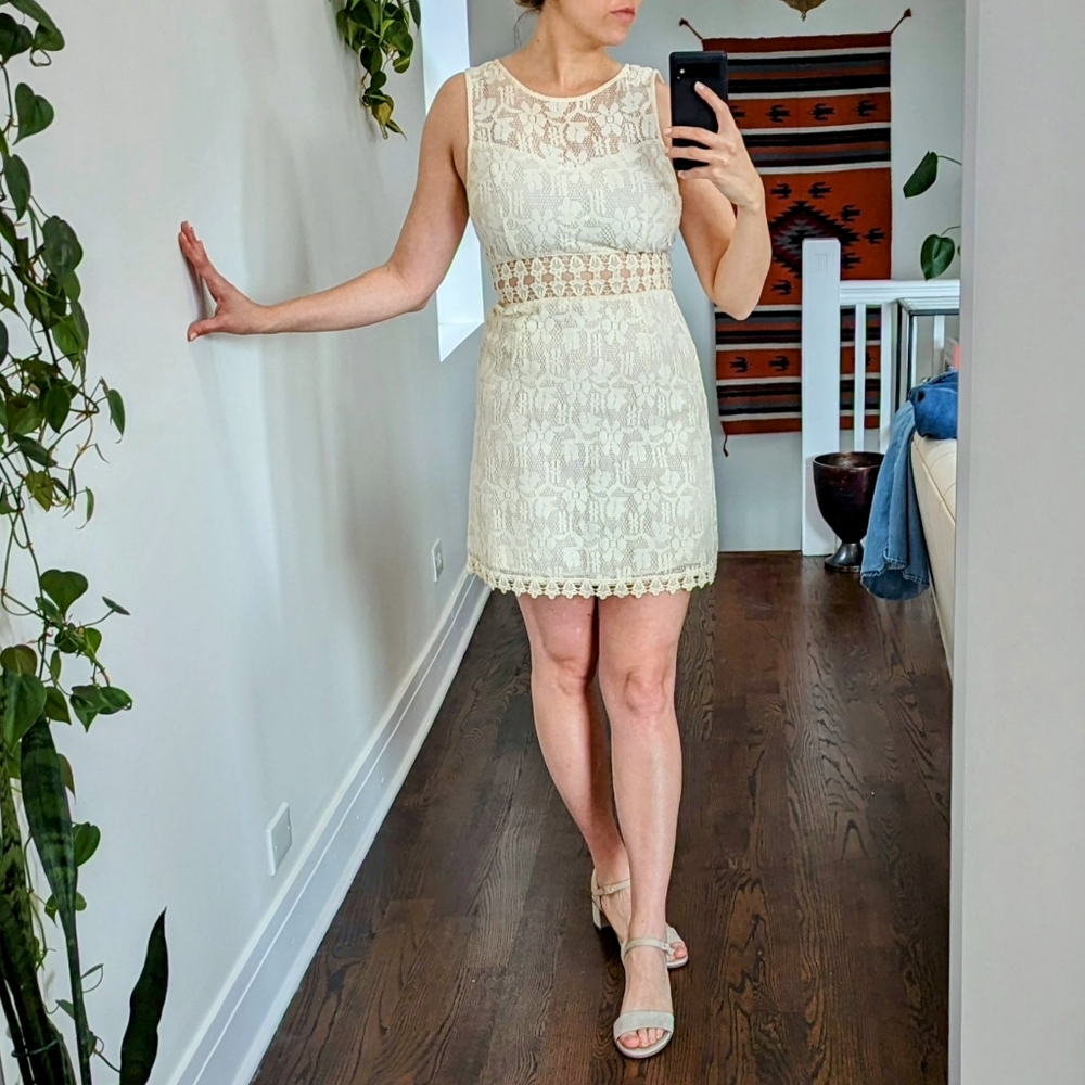 Free People White Lace Minidress